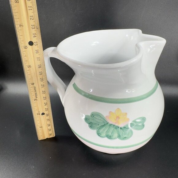 Vintage Caleca Hand Painted Italian Pitcher Carafe Jug Fabio Pattern Italy VTG - Picture 4 of 12